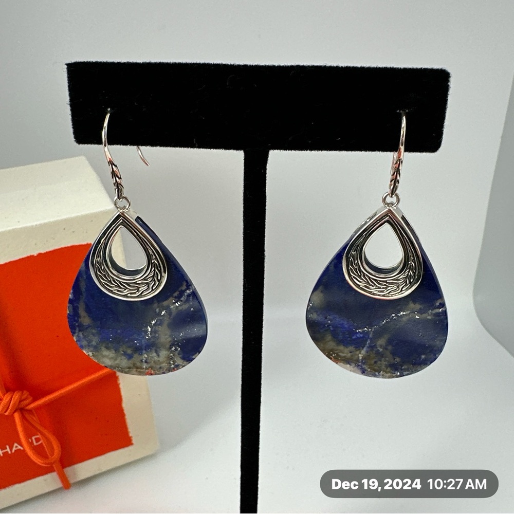 John Hardy Lapis Teardrop Earrings NWOT
